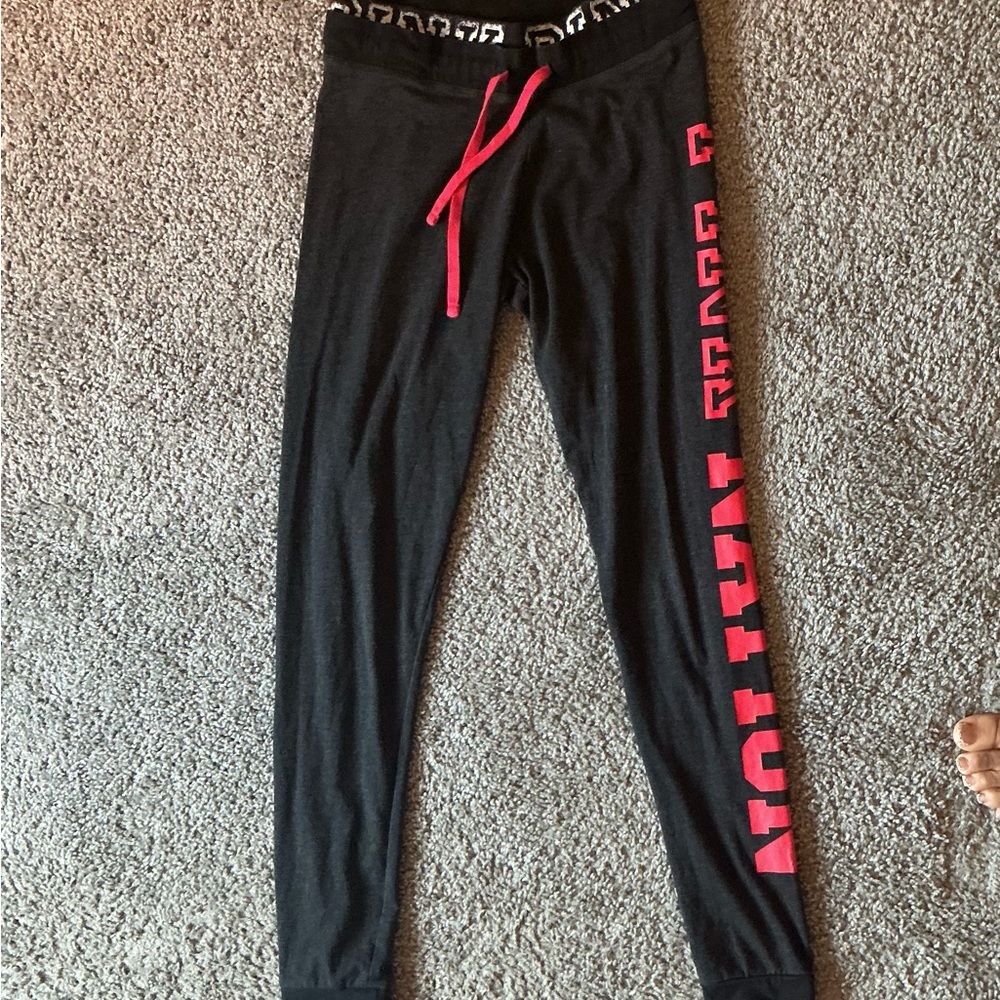 PINK Victoria's Secret Black Leggings with Red Accents